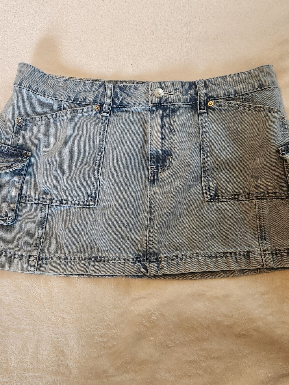 Princess Polly Denim Cargo Skirt Light Wash Size US 10